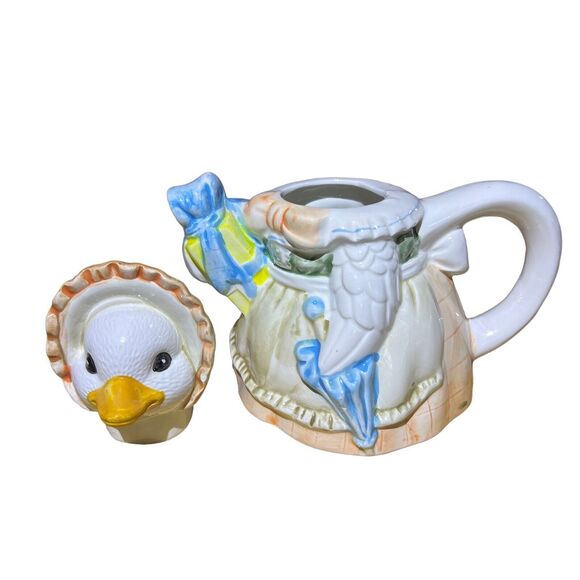 Vintage Heritage Mint Figural Ceramic Lady Mama Duck Teapot Decor Only 7x7.5‎ in - Picture 4 of 11
